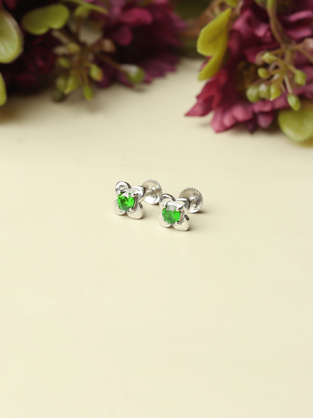 Pure Sterling Silver (92.5% purity)Precious, Beautiful and Designer Stud Earrings with cubic zirconia (AD) stones for Girls and Women