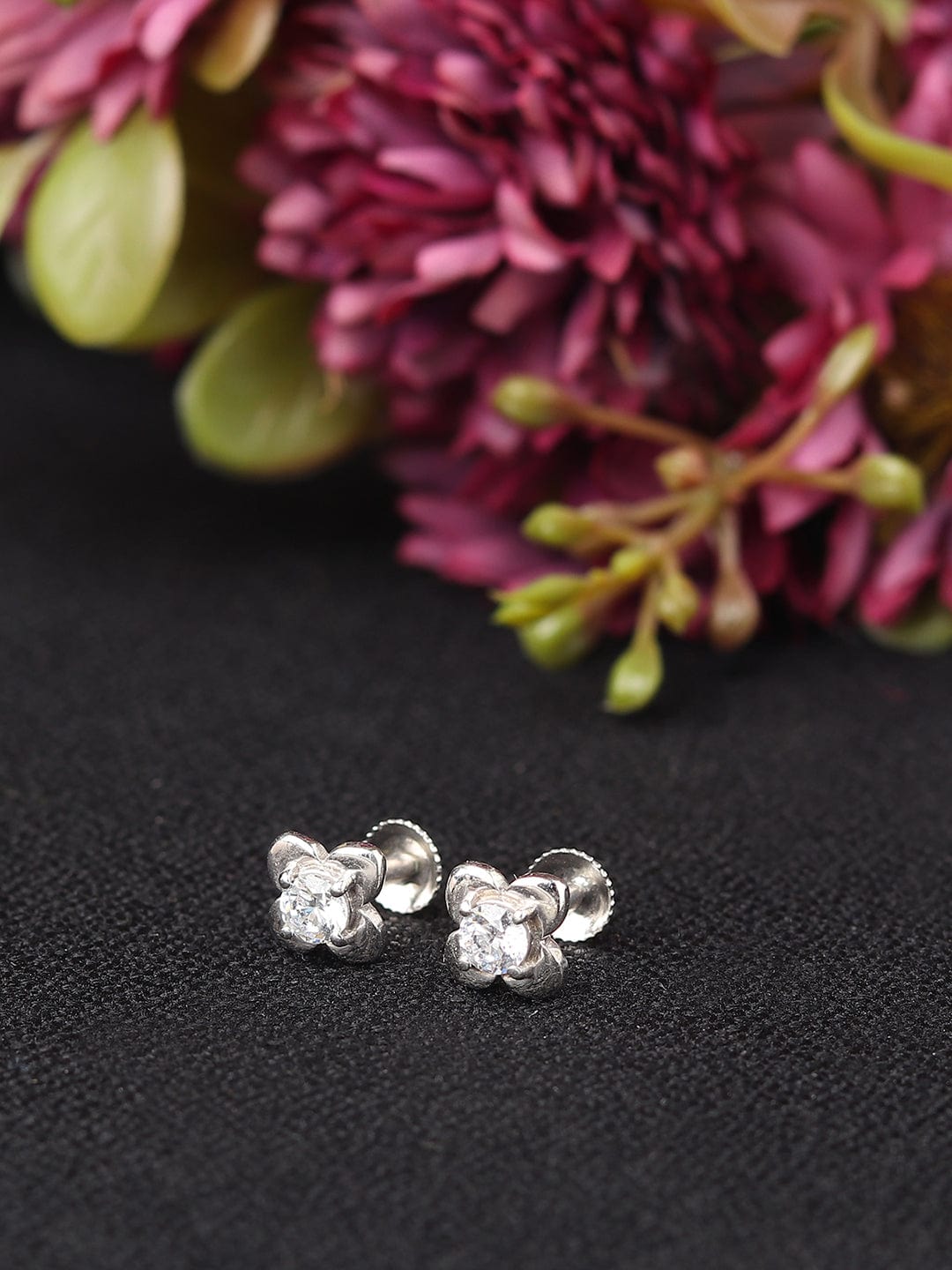 Pure Sterling Silver (92.5% purity)Precious, Beautiful and Designer Stud Earrings with cubic zirconia (AD) stones for Girls and Women