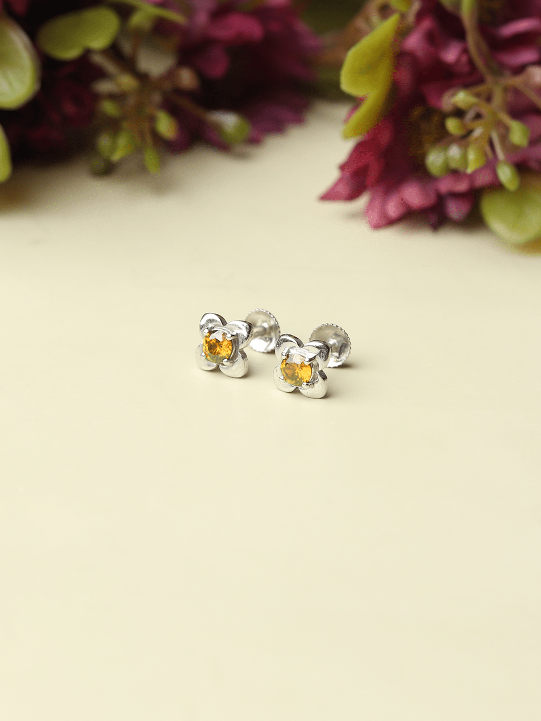Pure Sterling Silver (92.5% purity)Precious, Beautiful and Designer Stud Earrings with cubic zirconia (AD) stones for Girls and Women