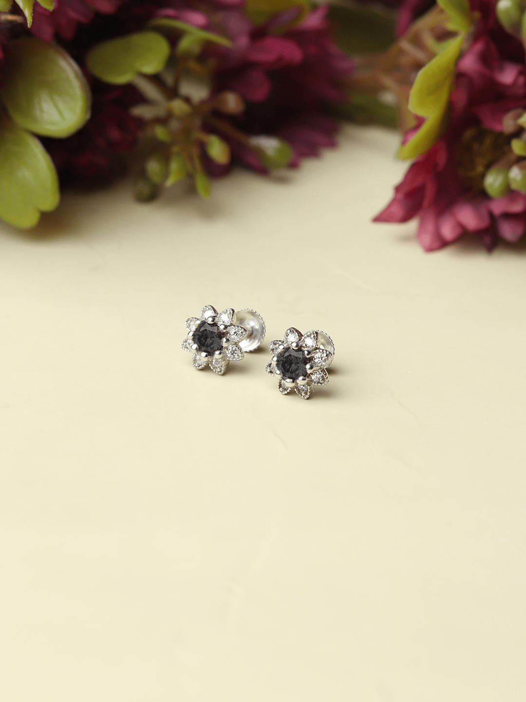 Pure Sterling Silver (92.5% purity)Precious, Beautiful and Designer Stud Earrings with cubic zirconia (AD) stones for Girls and Women