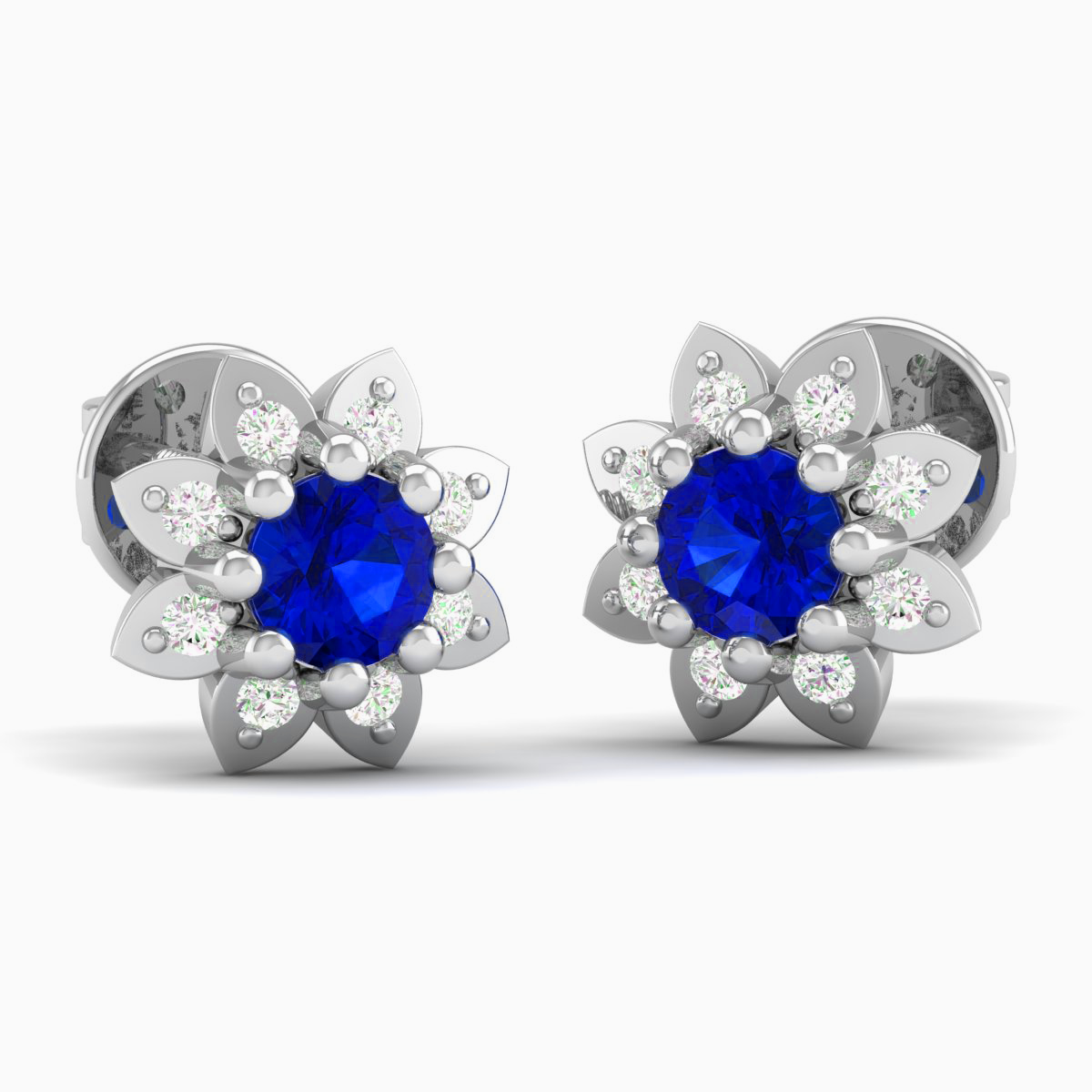 Akshat Sapphire Sterling Silver (92.5% purity) Precious Stud Earrings for Girls and Women Pure Silver Beautiful and Designer studs earring with cubic zirconia (AD) stones (9.22mm × 9.22mm)