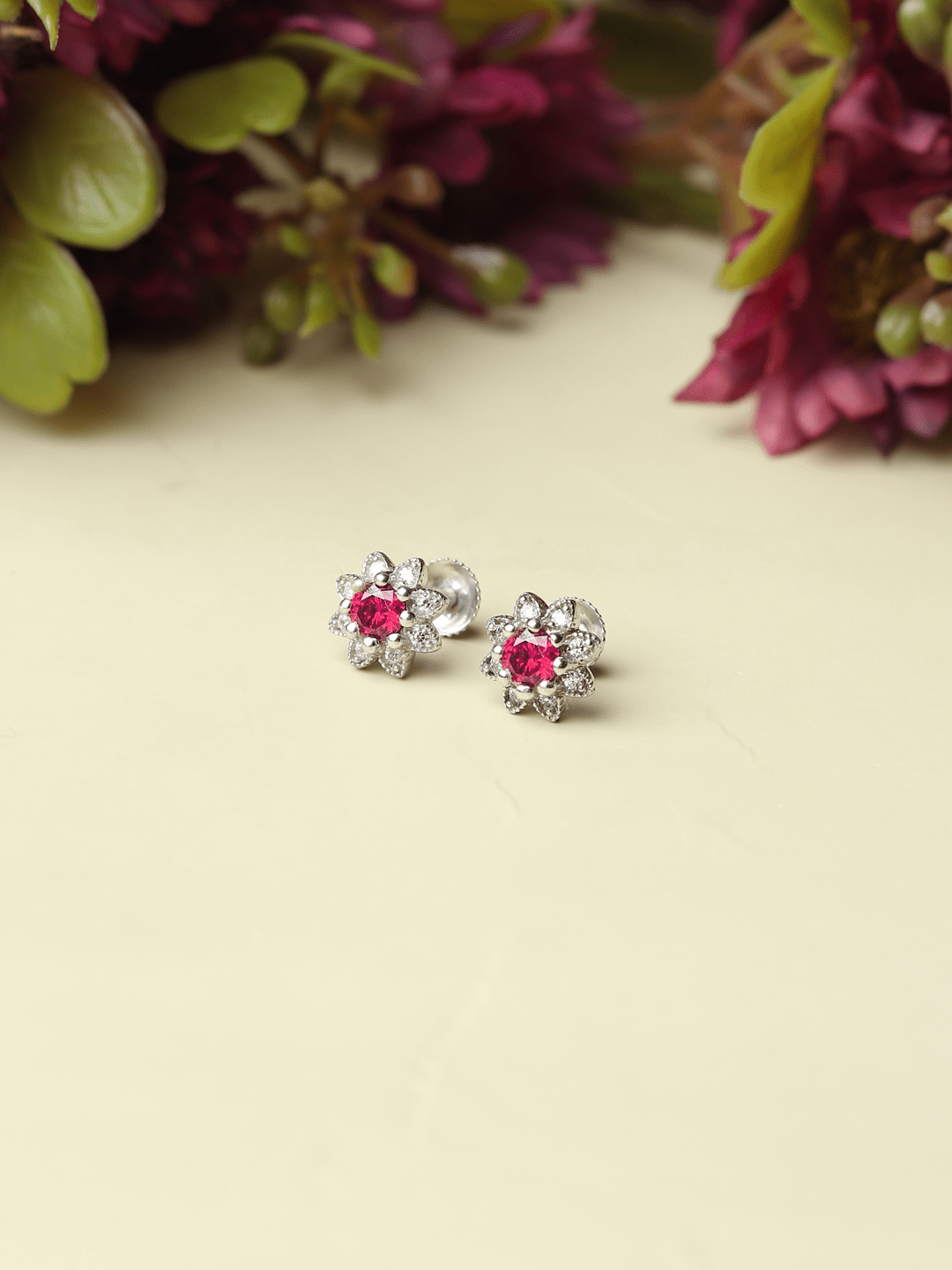 Pure Sterling Silver (92.5% purity)Precious, Beautiful and Designer Stud Earrings with cubic zirconia (AD) stones for Girls and Women