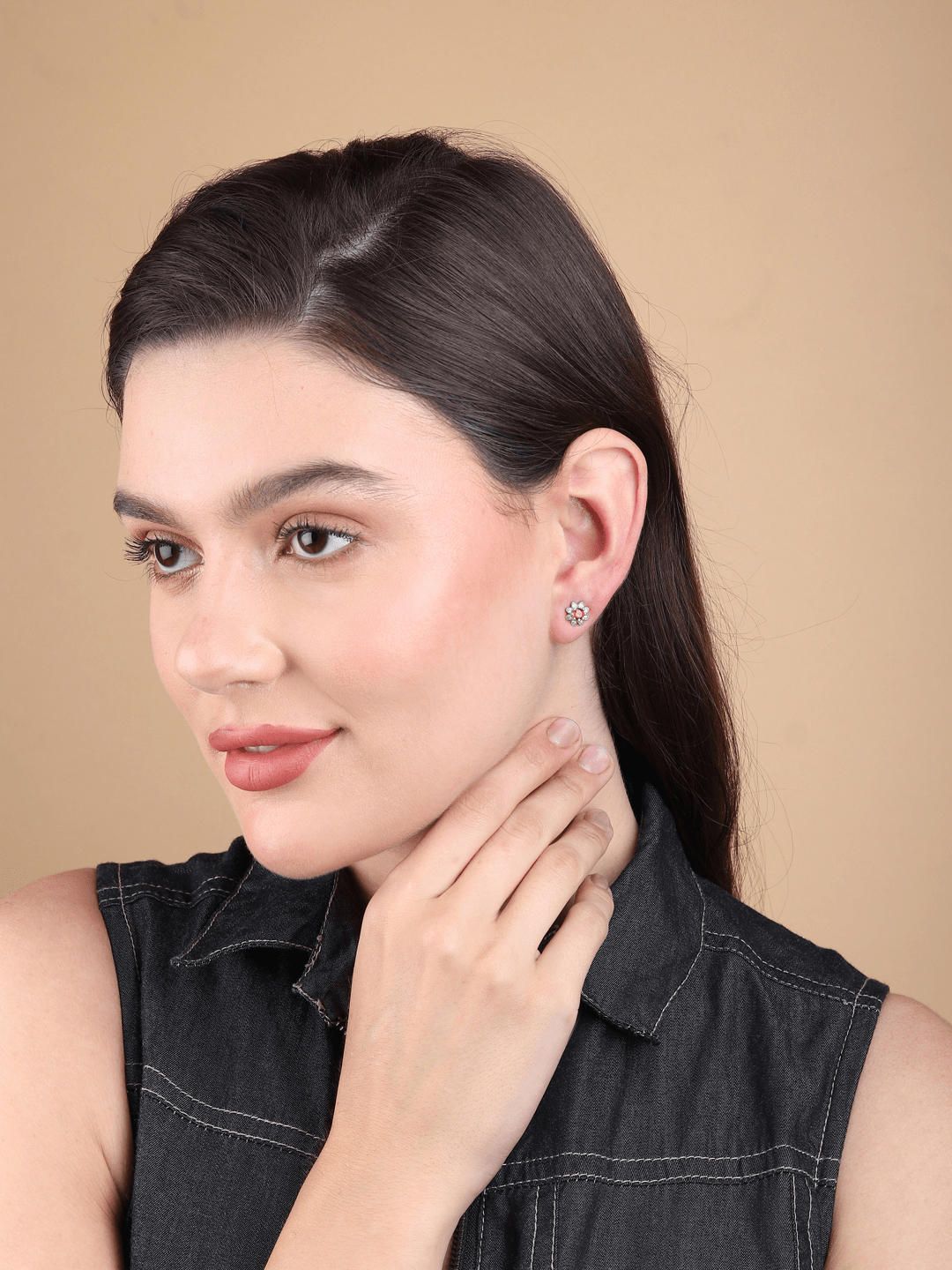 Pure Sterling Silver (92.5% purity)Precious, Beautiful and Designer Stud Earrings with cubic zirconia (AD) stones for Girls and Women