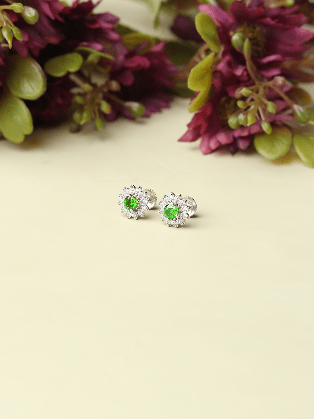 Pure Sterling Silver (92.5% purity)Precious, Beautiful and Designer Stud Earrings with cubic zirconia (AD) stones for Girls and Women