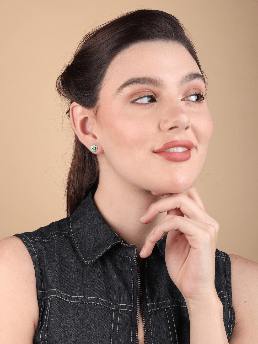 Pure Sterling Silver (92.5% purity)Precious, Beautiful and Designer Stud Earrings with cubic zirconia (AD) stones for Girls and Women
