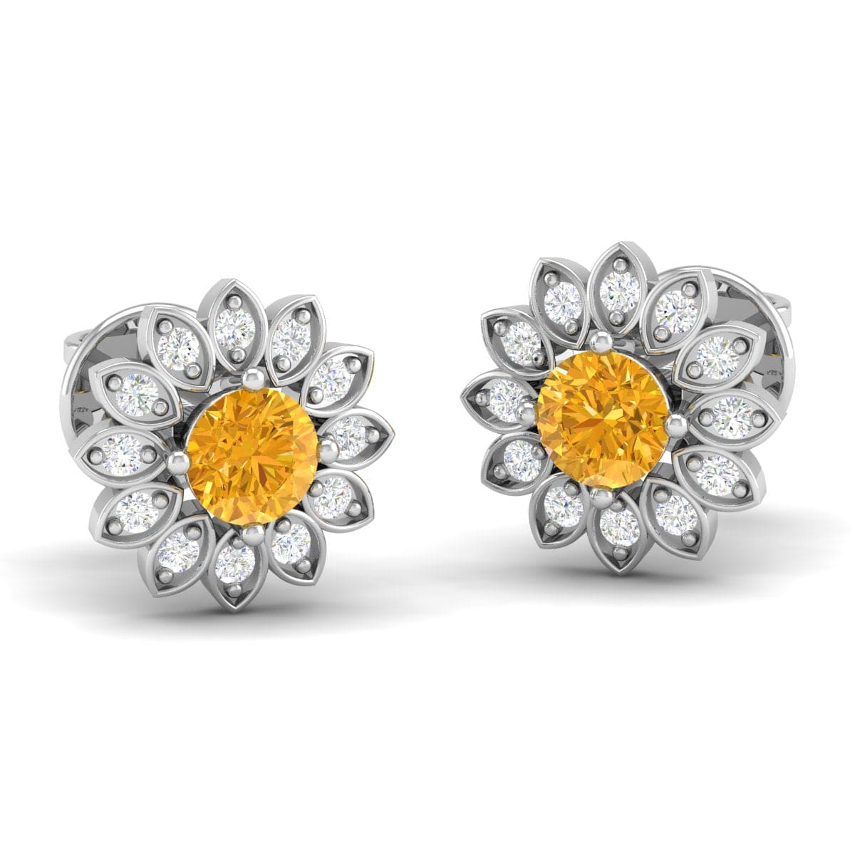 Pure Sterling Silver (92.5% purity)Precious, Beautiful and Designer Stud Earrings with cubic zirconia (AD) stones for Girls and Women