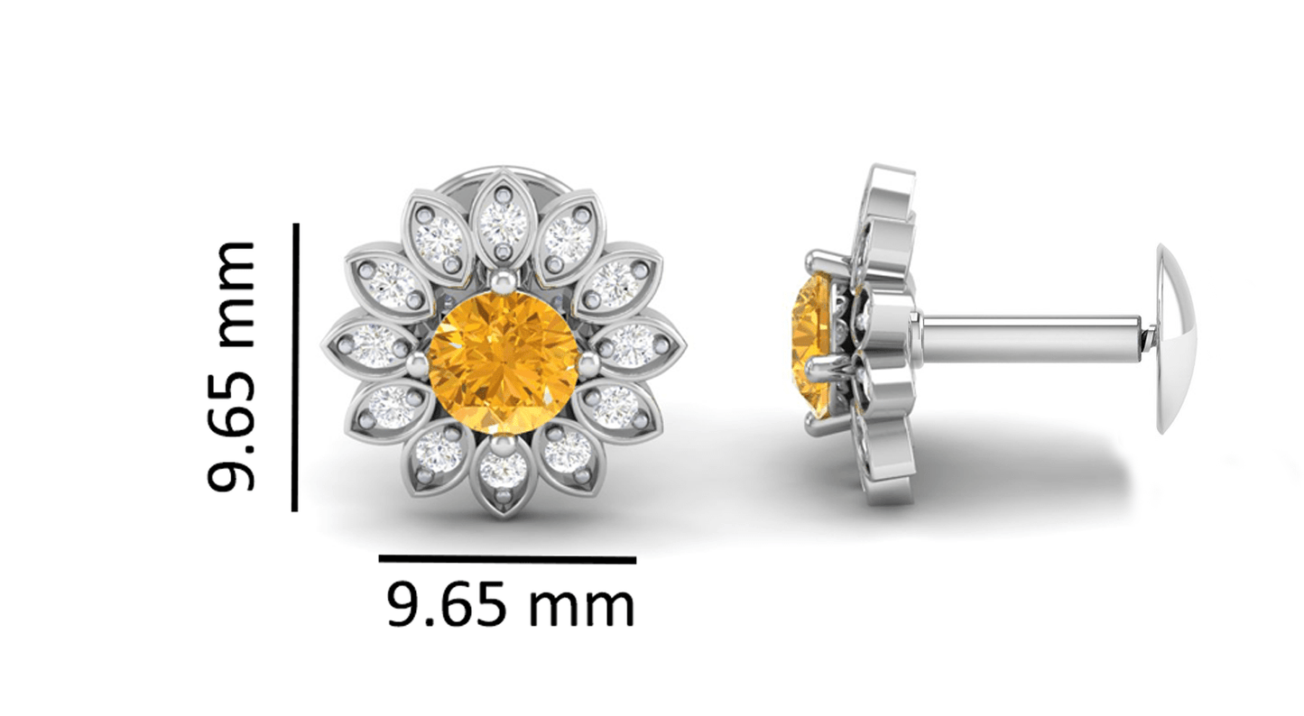 Pure Sterling Silver (92.5% purity)Precious, Beautiful and Designer Stud Earrings with cubic zirconia (AD) stones for Girls and Women