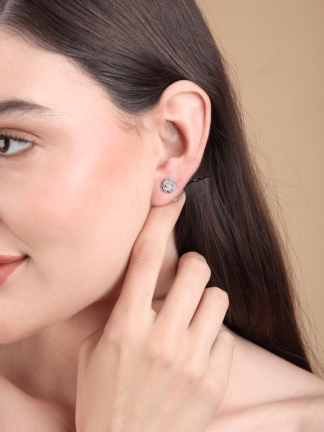 Pure Sterling Silver (92.5% purity)Precious, Beautiful and Designer Stud Earrings with cubic zirconia (AD) stones for Girls and Women