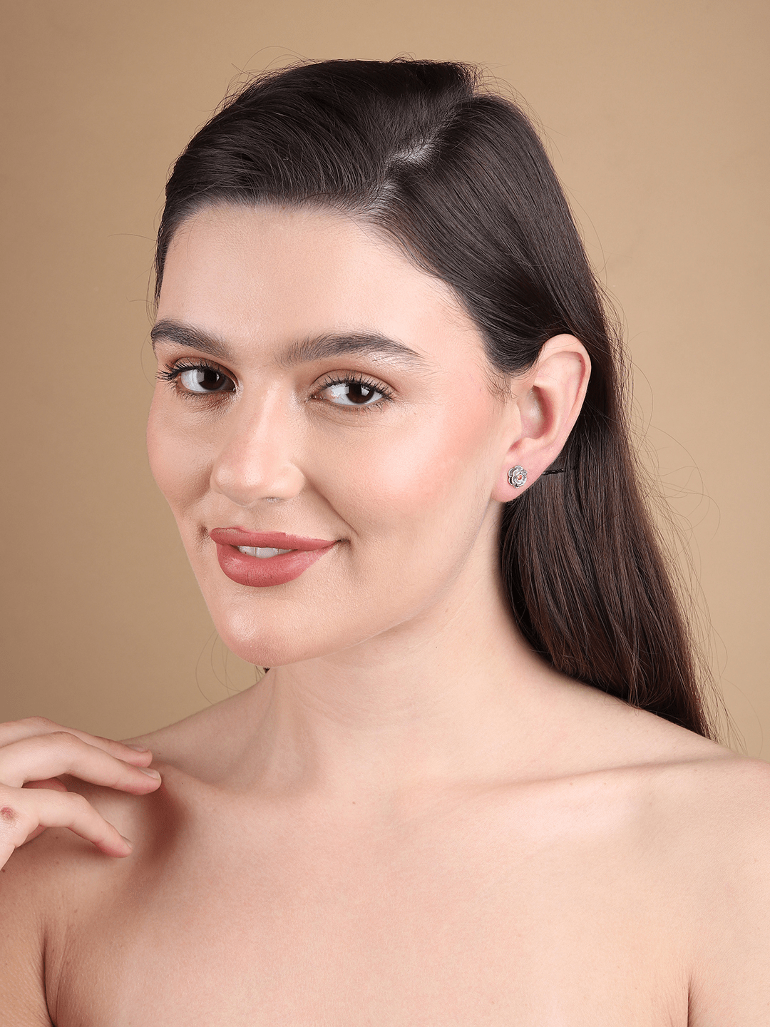 Pure Sterling Silver (92.5% purity)Precious, Beautiful and Designer Stud Earrings with cubic zirconia (AD) stones for Girls and Women