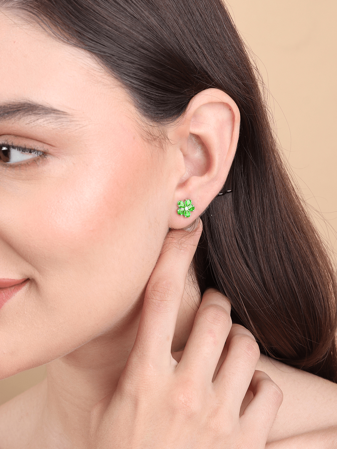 Pure Sterling Silver (92.5% purity)Precious, Beautiful and Designer Stud Earrings with cubic zirconia (AD) stones for Girls and Women