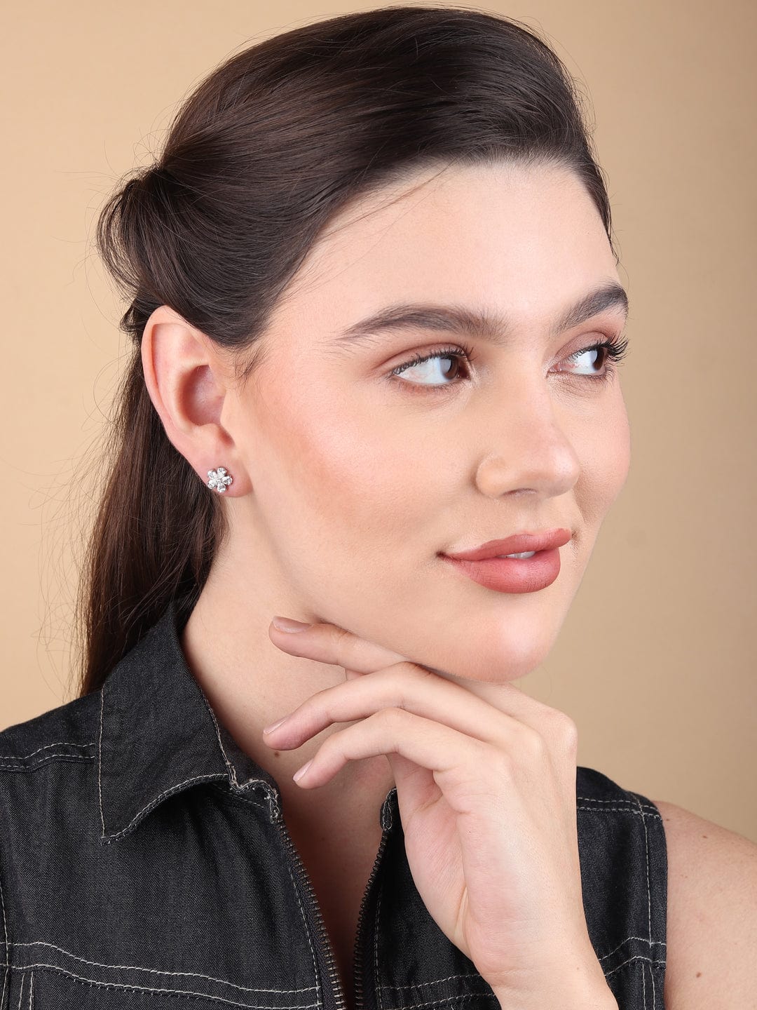 Pure Sterling Silver (92.5% purity)Precious, Beautiful and Designer Stud Earrings with cubic zirconia (AD) stones for Girls and Women