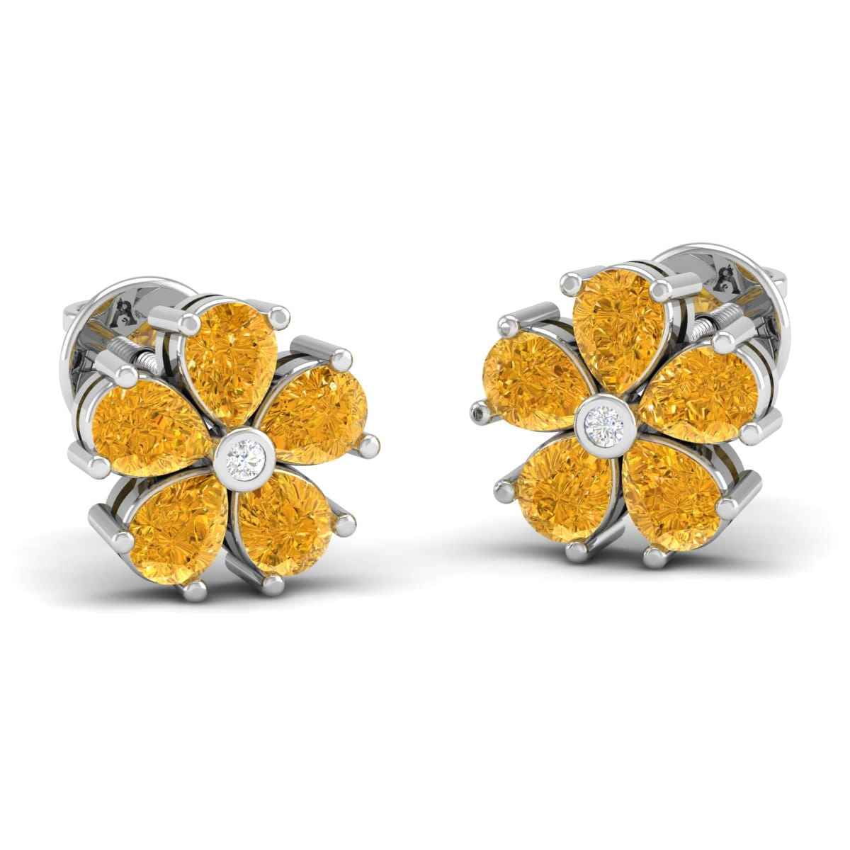 Pure Sterling Silver (92.5% purity)Precious, Beautiful and Designer Stud Earrings with cubic zirconia (AD) stones for Girls and Women