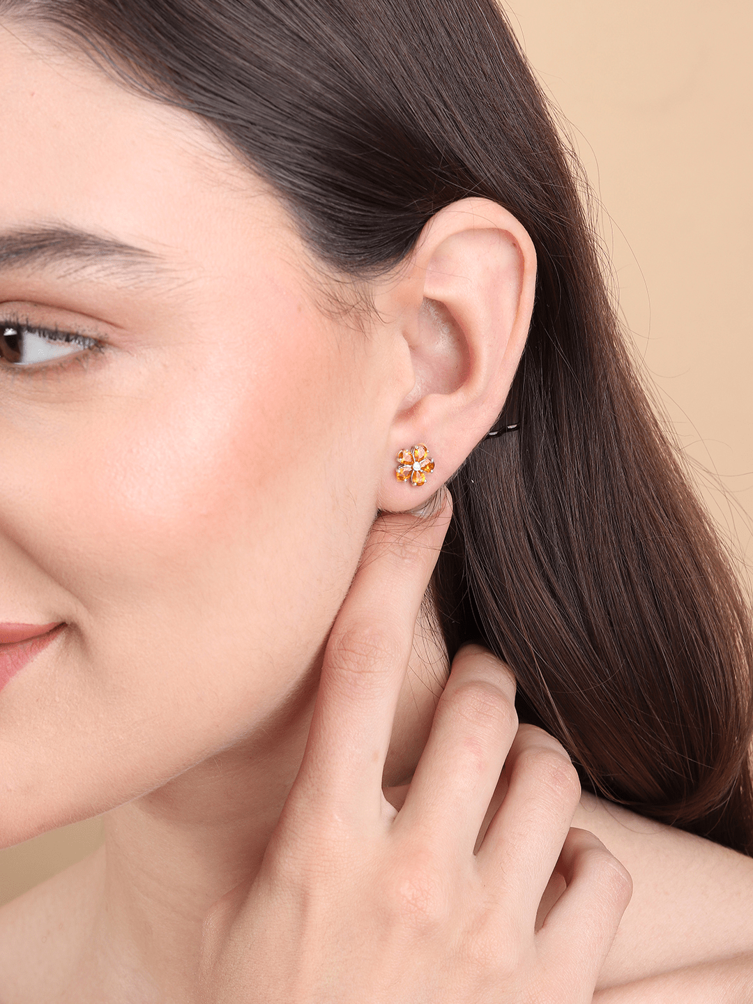 Pure Sterling Silver (92.5% purity)Precious, Beautiful and Designer Stud Earrings with cubic zirconia (AD) stones for Girls and Women