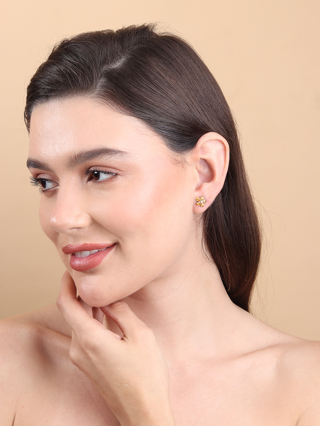 Pure Sterling Silver (92.5% purity)Precious, Beautiful and Designer Stud Earrings with cubic zirconia (AD) stones for Girls and Women