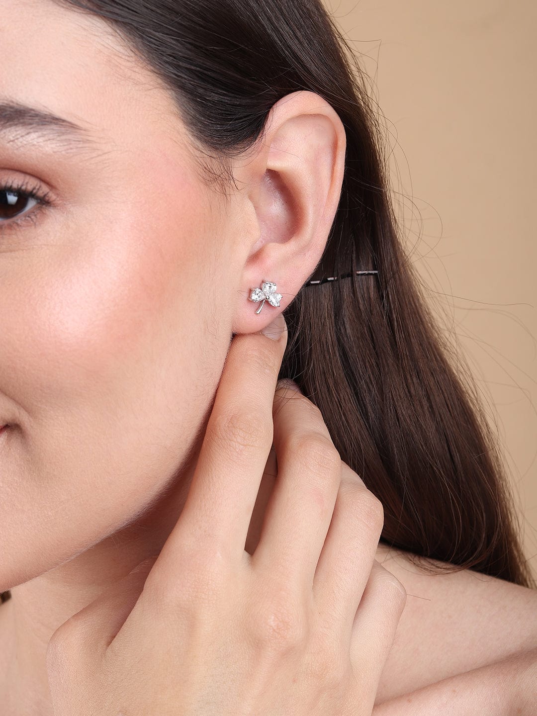 Pure Sterling Silver (92.5% purity)Precious, Beautiful and Designer Stud Earrings with cubic zirconia (AD) stones for Girls and Women