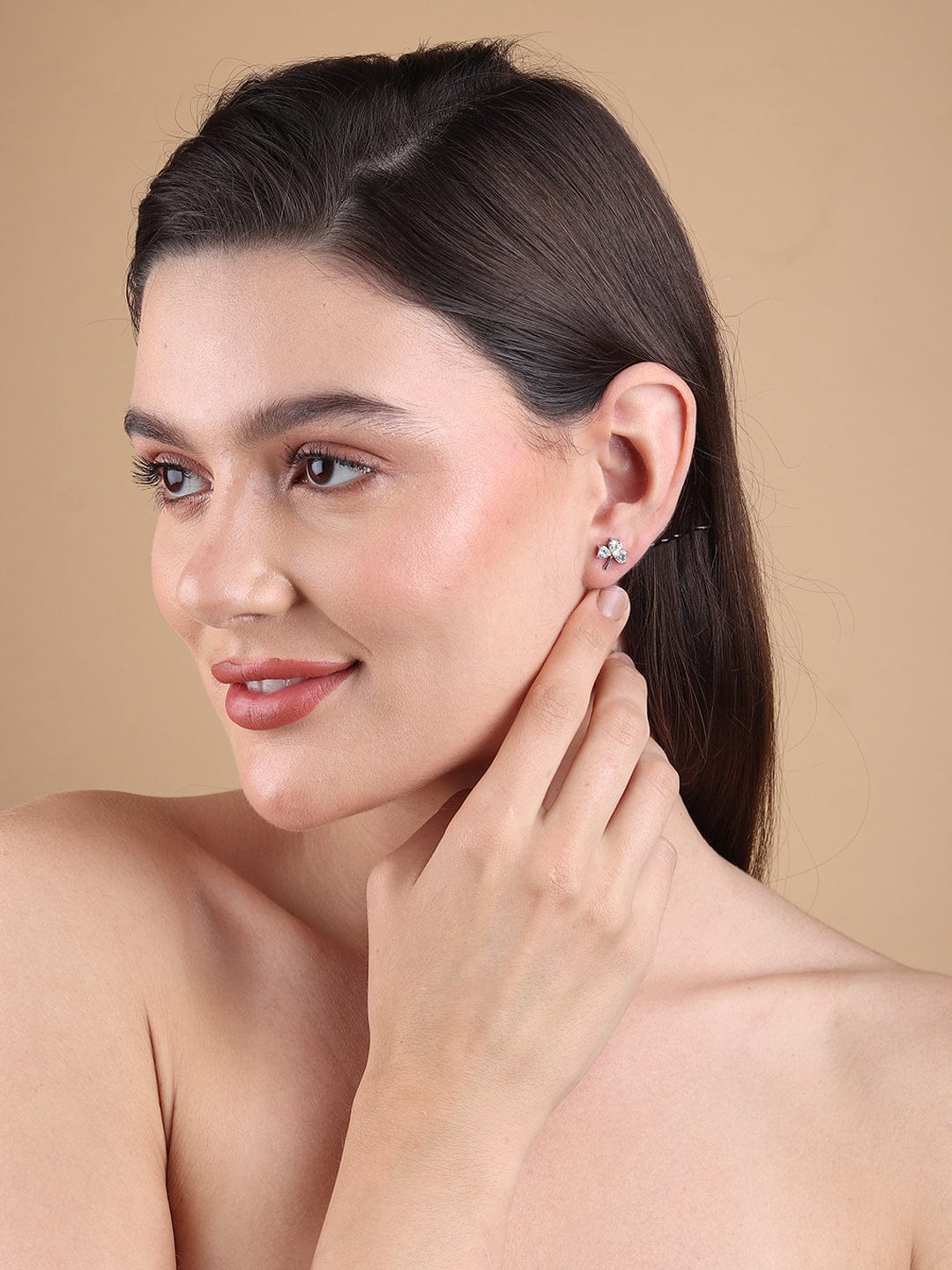 Pure Sterling Silver (92.5% purity)Precious, Beautiful and Designer Stud Earrings with cubic zirconia (AD) stones for Girls and Women