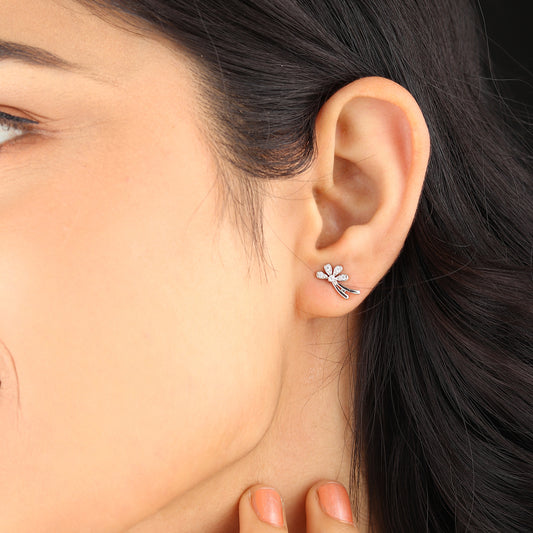 Silver Stud Earrings for Women by Akshat Sapphire 92.5 Silver Rhodium Plated S10093