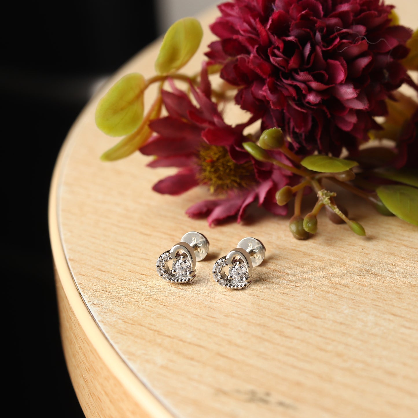 Pure Sterling Silver (92.5% purity)Precious, Beautiful and Designer Stud Earrings with cubic zirconia (AD) stones for Girls and Women