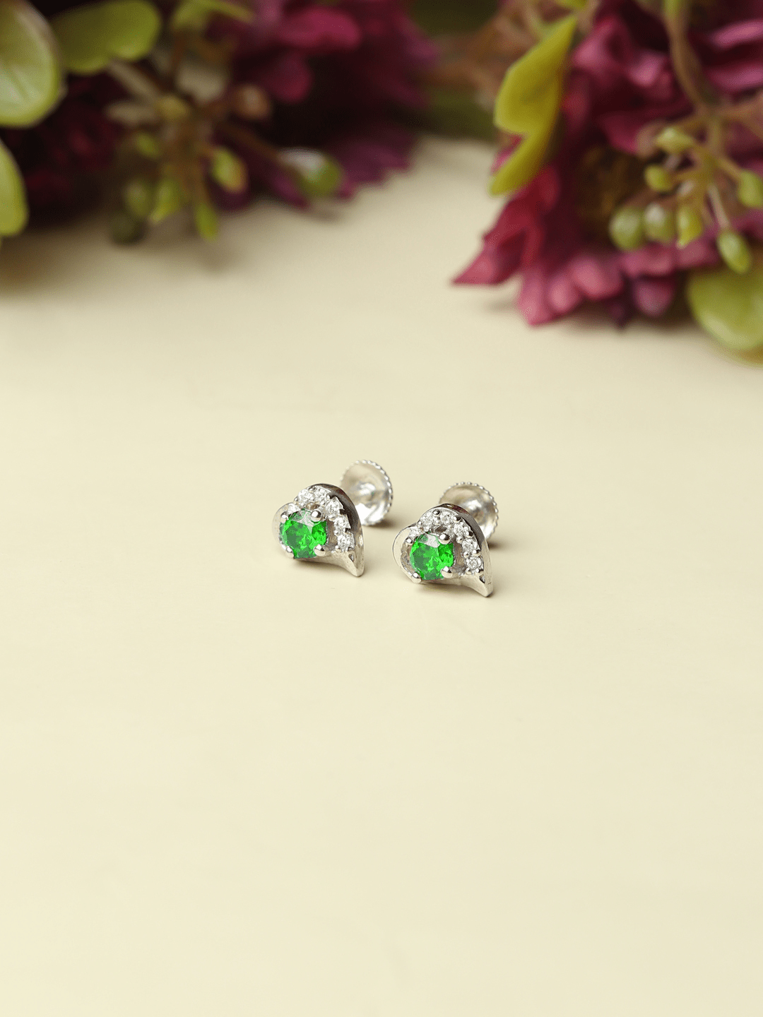 Pure Sterling Silver (92.5% purity)Precious, Beautiful and Designer Stud Earrings with cubic zirconia (AD) stones for Girls and Women