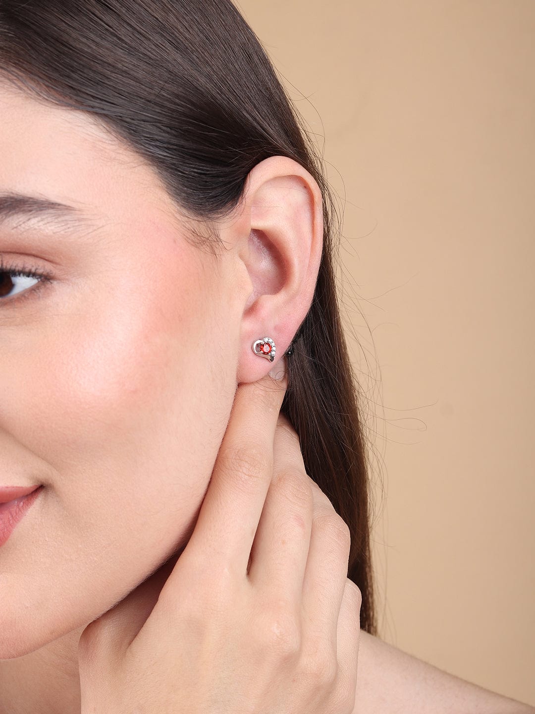 Pure Sterling Silver (92.5% purity)Precious, Beautiful and Designer Stud Earrings with cubic zirconia (AD) stones for Girls and Women