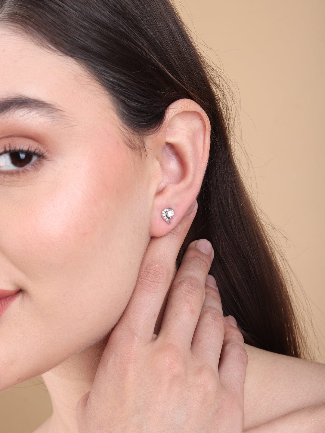Pure Sterling Silver (92.5% purity)Precious, Beautiful and Designer Stud Earrings with cubic zirconia (AD) stones for Girls and Women