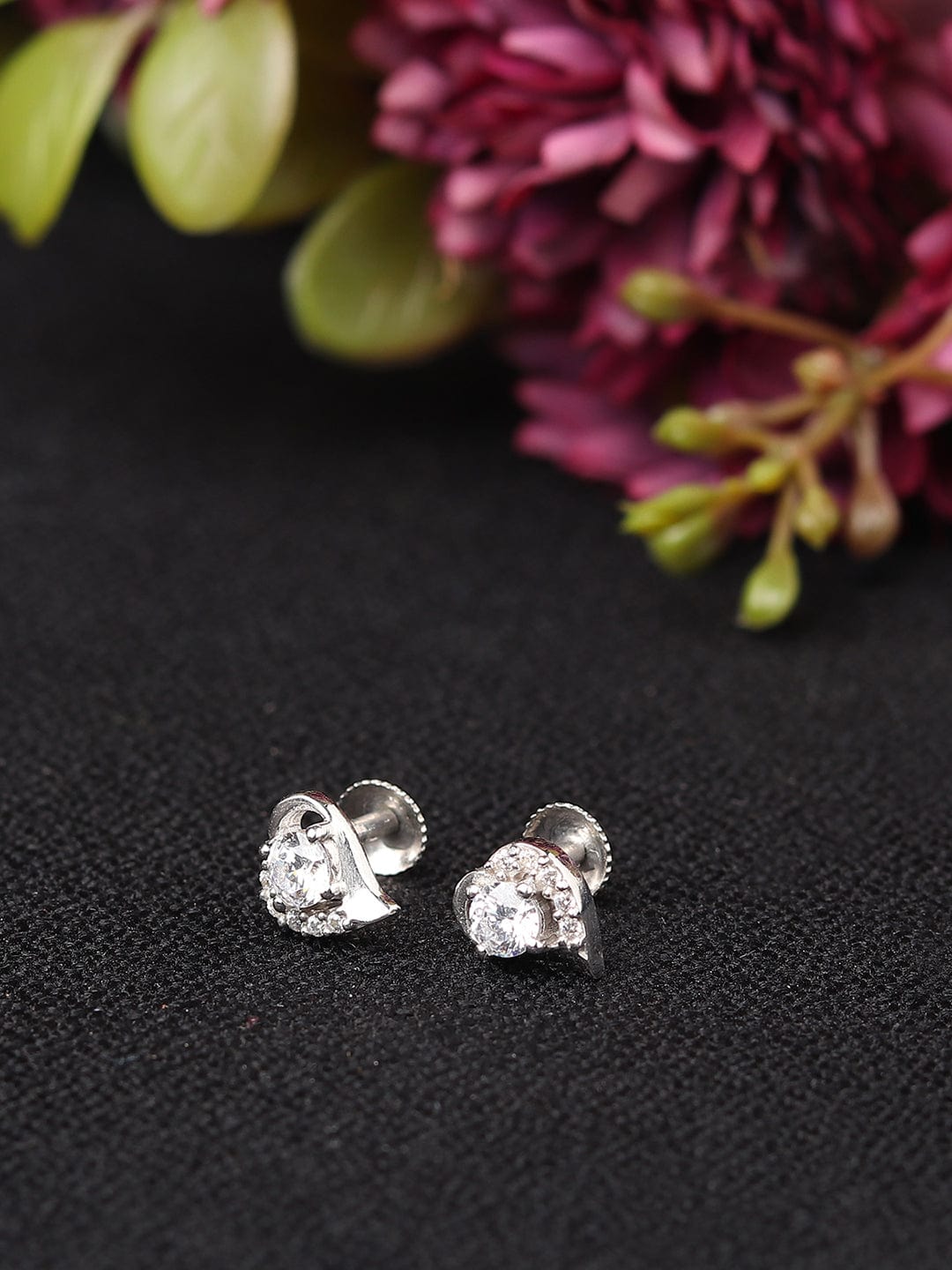Pure Sterling Silver (92.5% purity)Precious, Beautiful and Designer Stud Earrings with cubic zirconia (AD) stones for Girls and Women