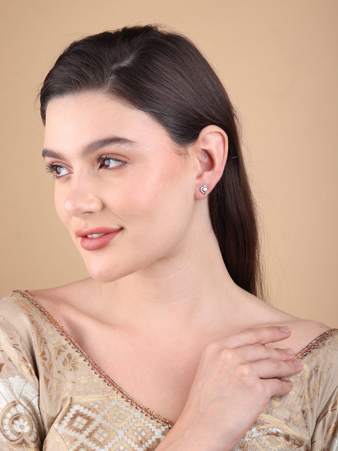Pure Sterling Silver (92.5% purity)Precious, Beautiful and Designer Stud Earrings with cubic zirconia (AD) stones for Girls and Women