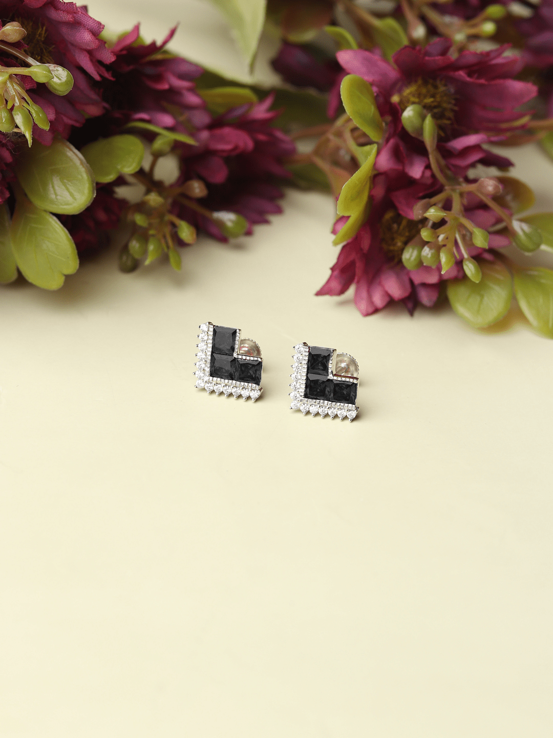Pure Sterling Silver (92.5% purity)Precious, Beautiful and Designer Stud Earrings with cubic zirconia (AD) stones for Girls and Women