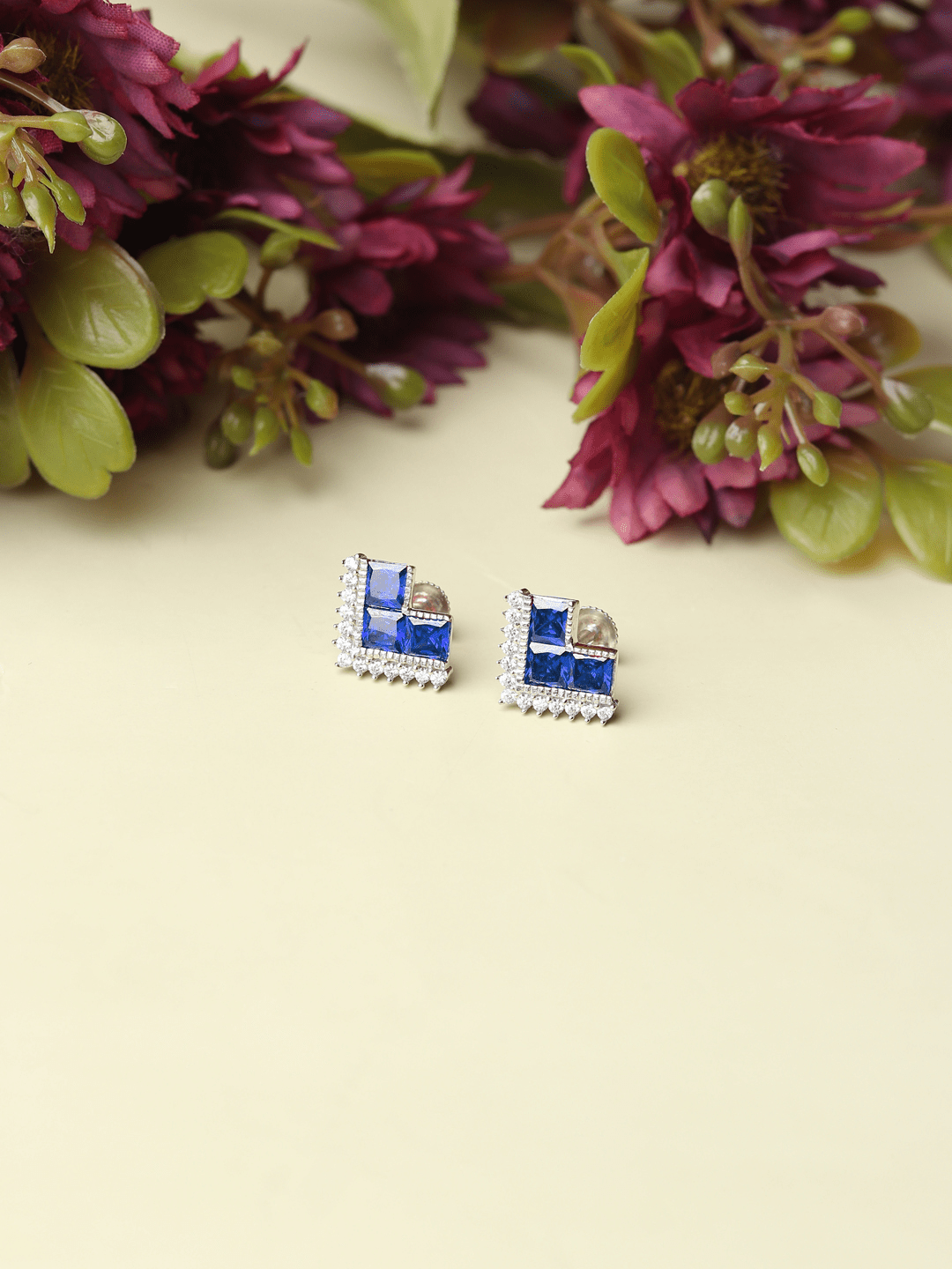Pure Sterling Silver (92.5% purity)Precious, Beautiful and Designer Stud Earrings with cubic zirconia (AD) stones for Girls and Women