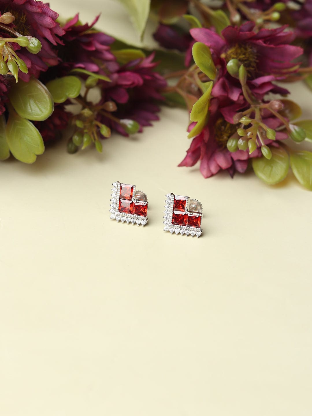 Pure Sterling Silver (92.5% purity)Precious, Beautiful and Designer Stud Earrings with cubic zirconia (AD) stones for Girls and Women