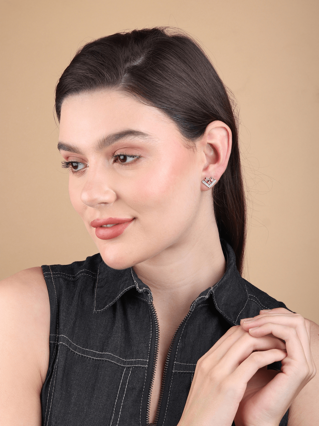 Pure Sterling Silver (92.5% purity)Precious, Beautiful and Designer Stud Earrings with cubic zirconia (AD) stones for Girls and Women