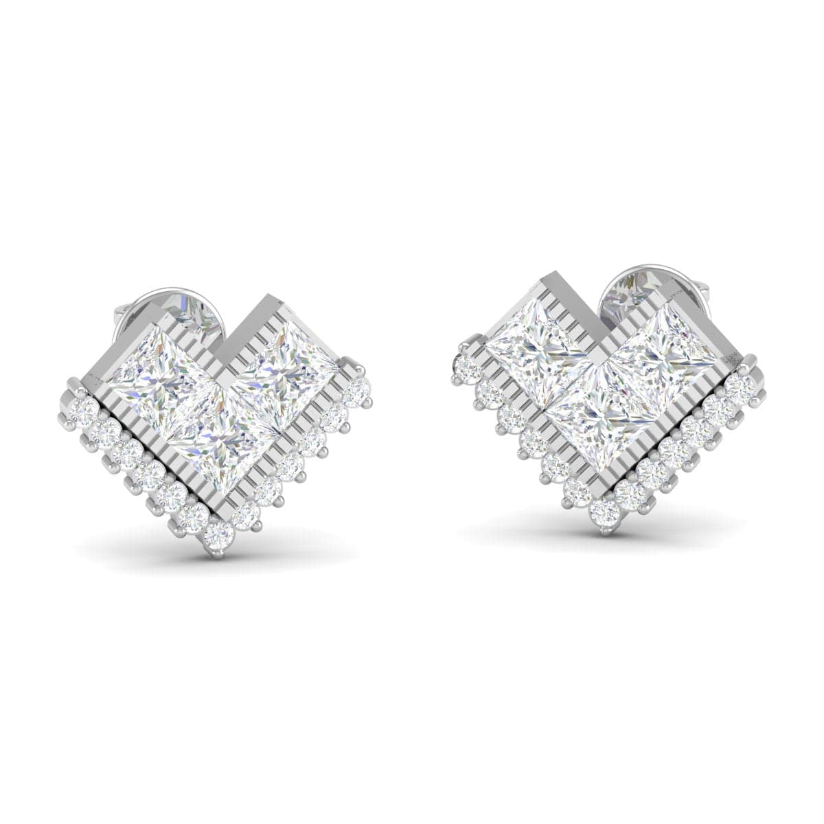 Pure Sterling Silver (92.5% purity)Precious, Beautiful and Designer Stud Earrings with cubic zirconia (AD) stones for Girls and Women