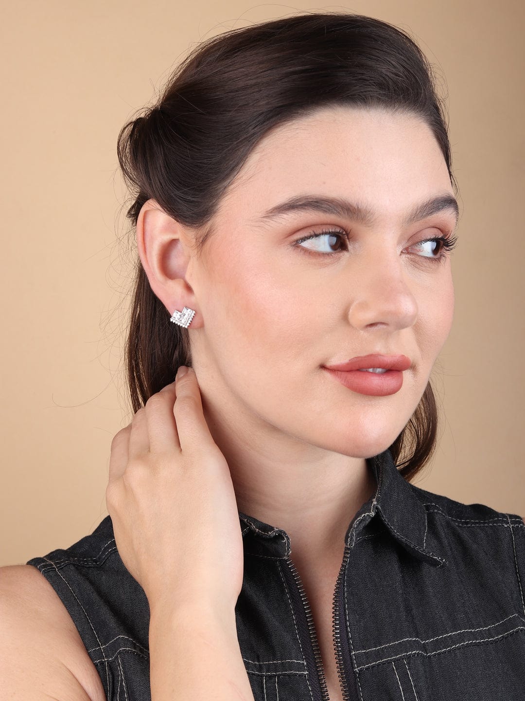 Pure Sterling Silver (92.5% purity)Precious, Beautiful and Designer Stud Earrings with cubic zirconia (AD) stones for Girls and Women