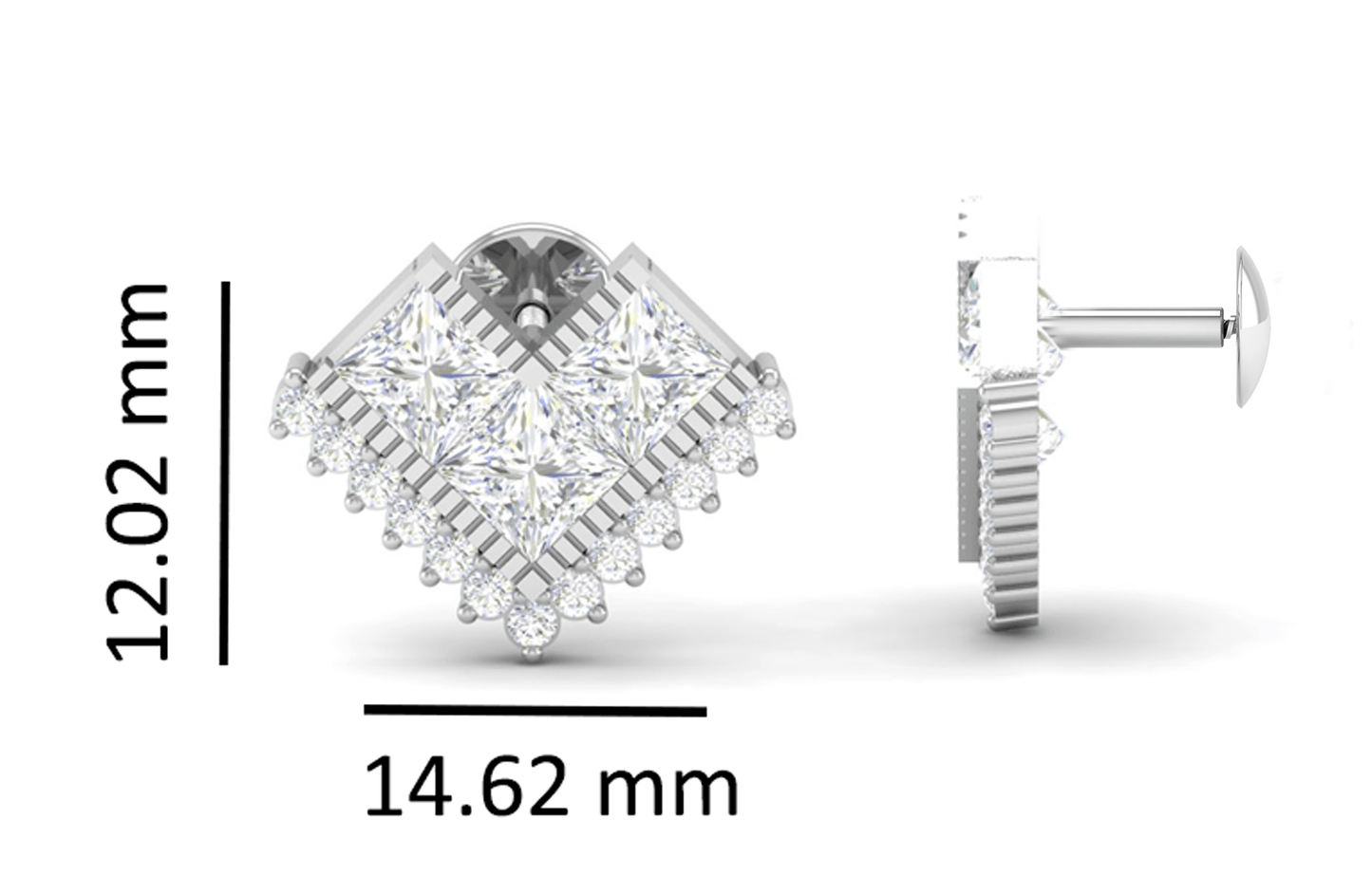 Pure Sterling Silver (92.5% purity)Precious, Beautiful and Designer Stud Earrings with cubic zirconia (AD) stones for Girls and Women