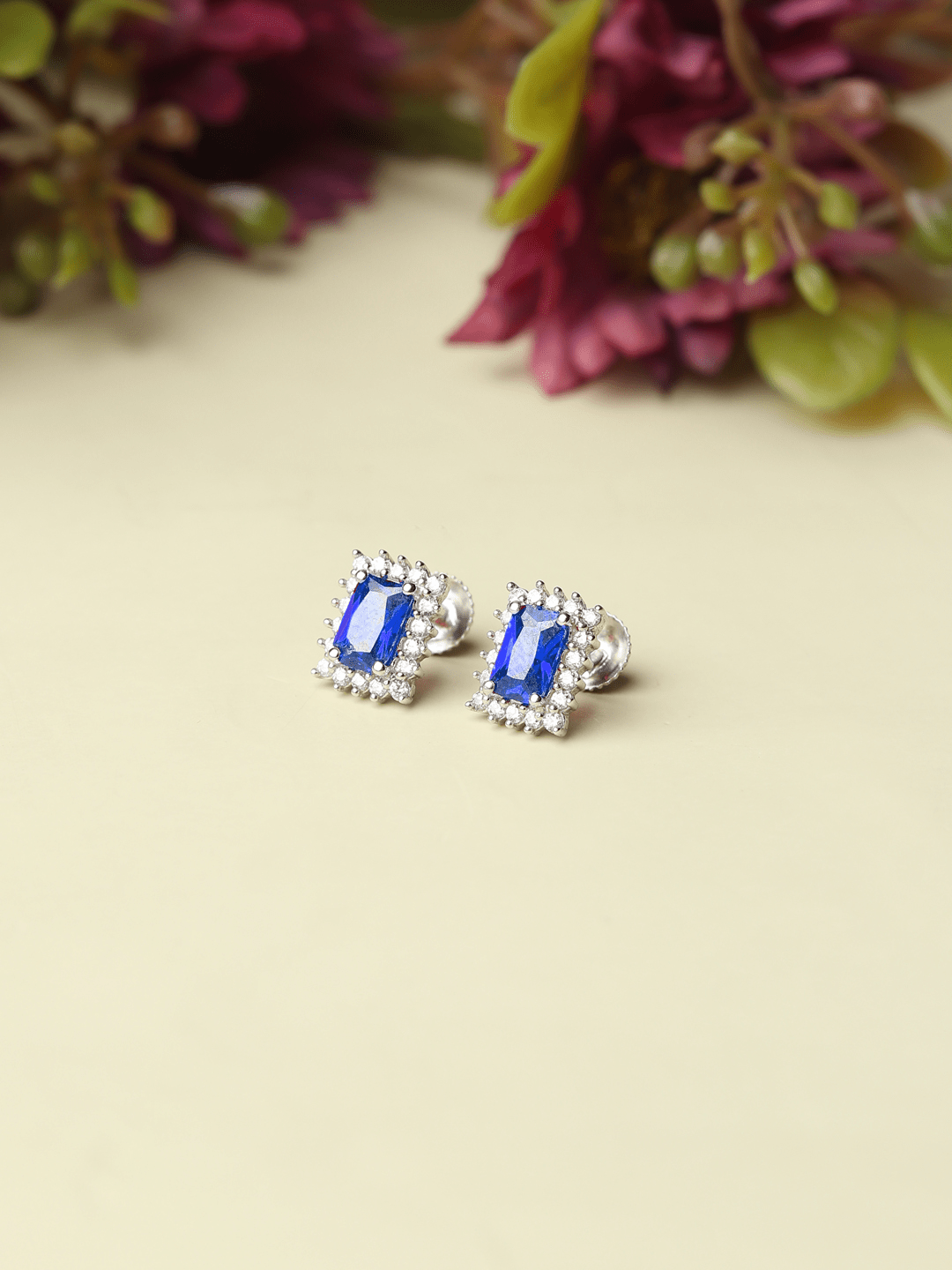 Pure Sterling Silver (92.5% purity)Precious, Beautiful and Designer Stud Earrings with cubic zirconia (AD) stones for Girls and Women