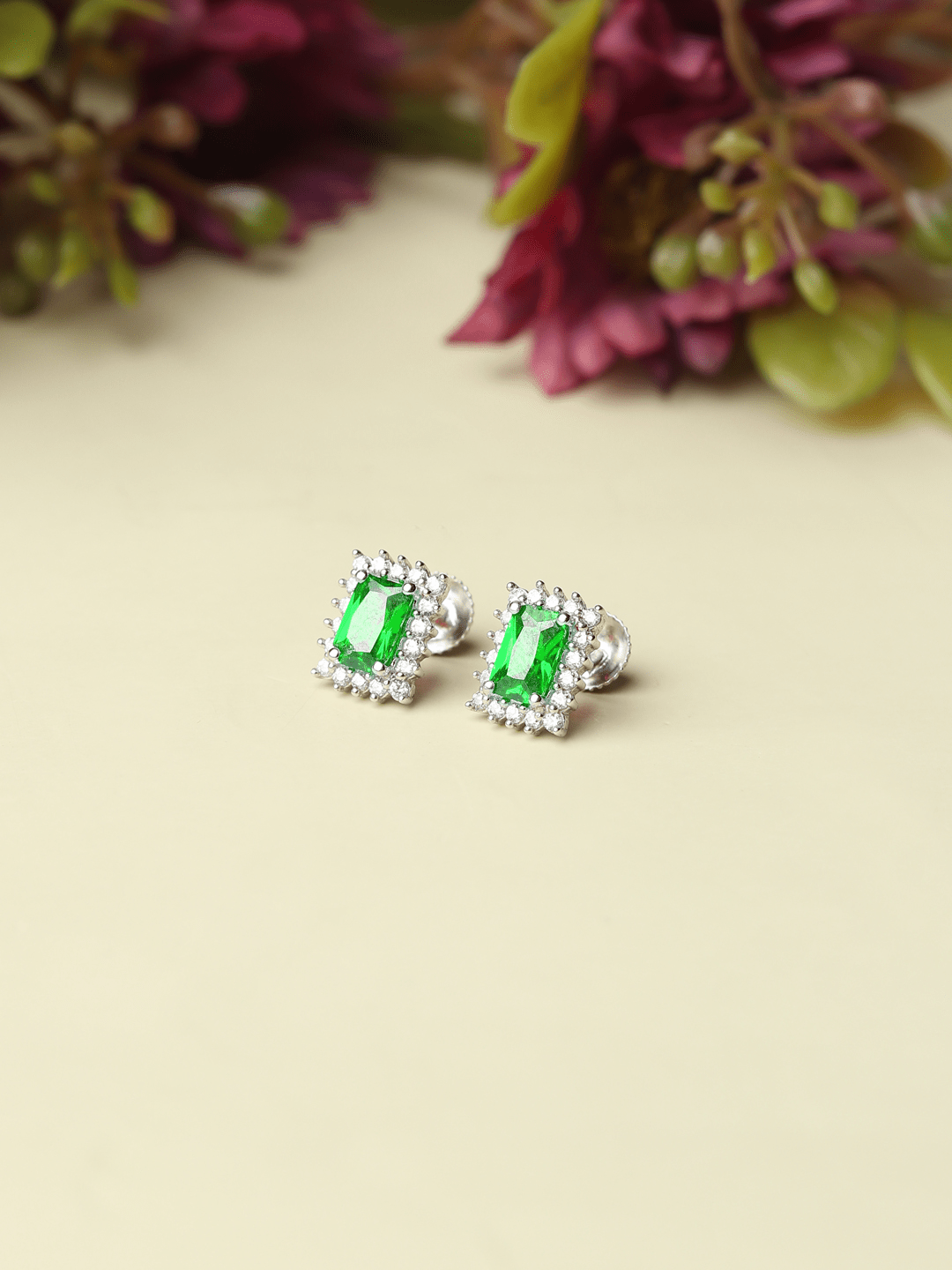 Pure Sterling Silver (92.5% purity)Precious, Beautiful and Designer Stud Earrings with cubic zirconia (AD) stones for Girls and Women
