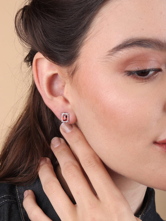 Silver Stud Earrings for Women by Akshat Sapphire 92.5 Silver Rhodium Plated S10098