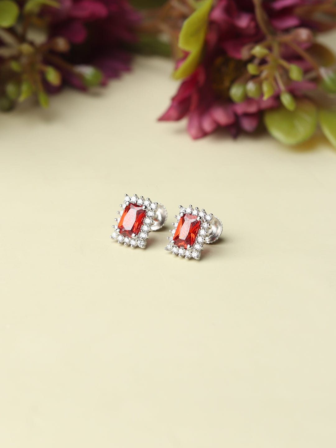 Pure Sterling Silver (92.5% purity)Precious, Beautiful and Designer Stud Earrings with cubic zirconia (AD) stones for Girls and Women
