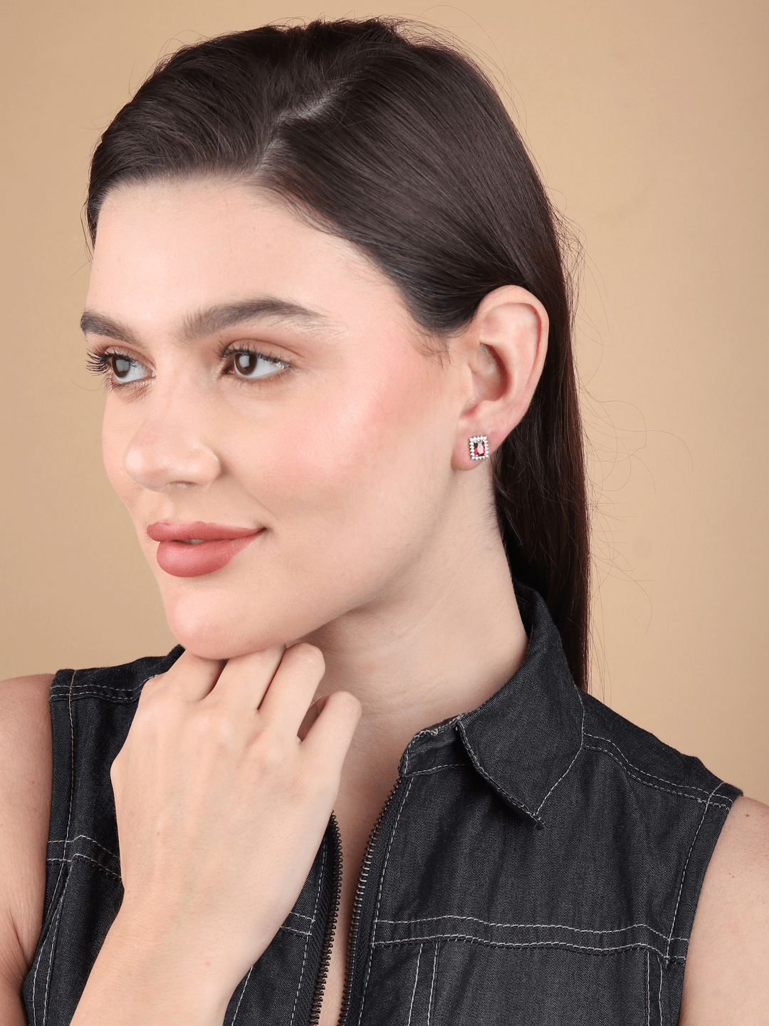 Pure Sterling Silver (92.5% purity)Precious, Beautiful and Designer Stud Earrings with cubic zirconia (AD) stones for Girls and Women