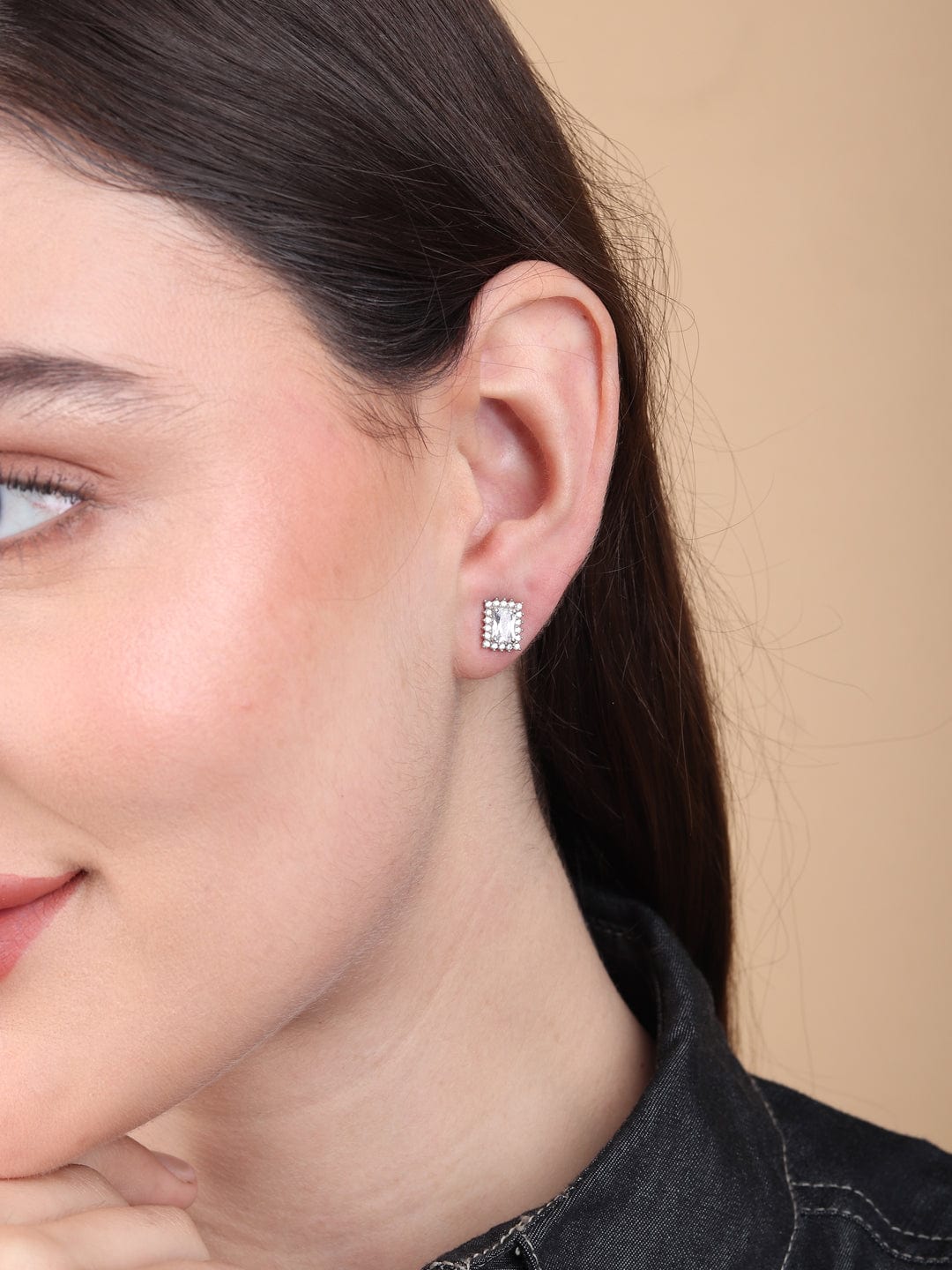 Pure Sterling Silver (92.5% purity)Precious, Beautiful and Designer Stud Earrings with cubic zirconia (AD) stones for Girls and Women