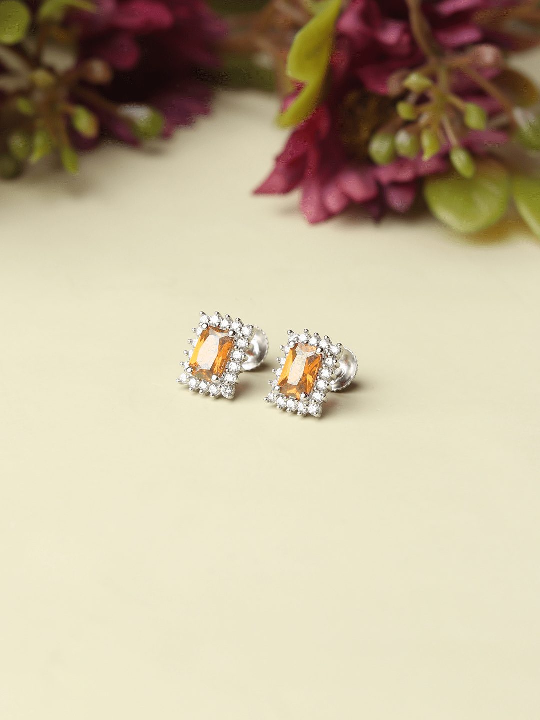 Pure Sterling Silver (92.5% purity)Precious, Beautiful and Designer Stud Earrings with cubic zirconia (AD) stones for Girls and Women