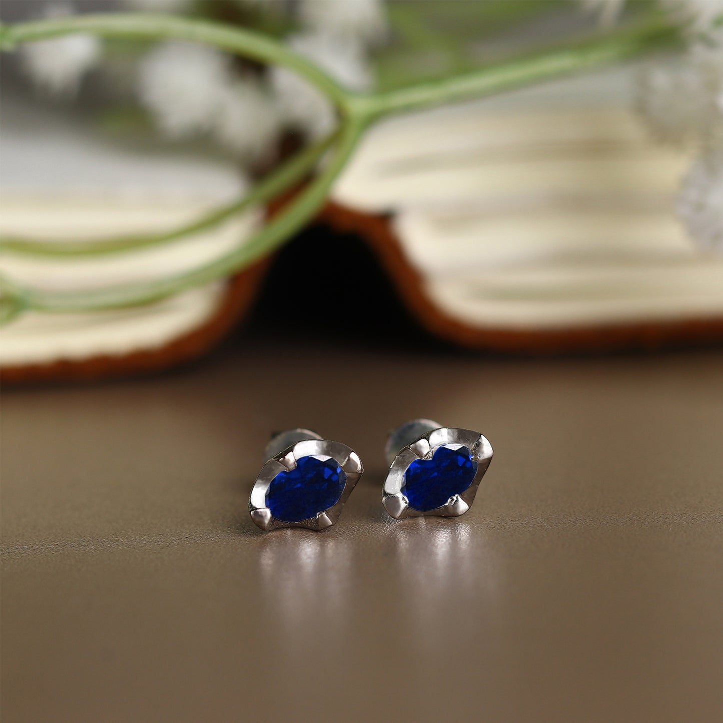 Pure Sterling Silver (92.5% purity)Precious, Beautiful and Designer Stud Earrings with cubic zirconia (AD) stones for Girls and Women