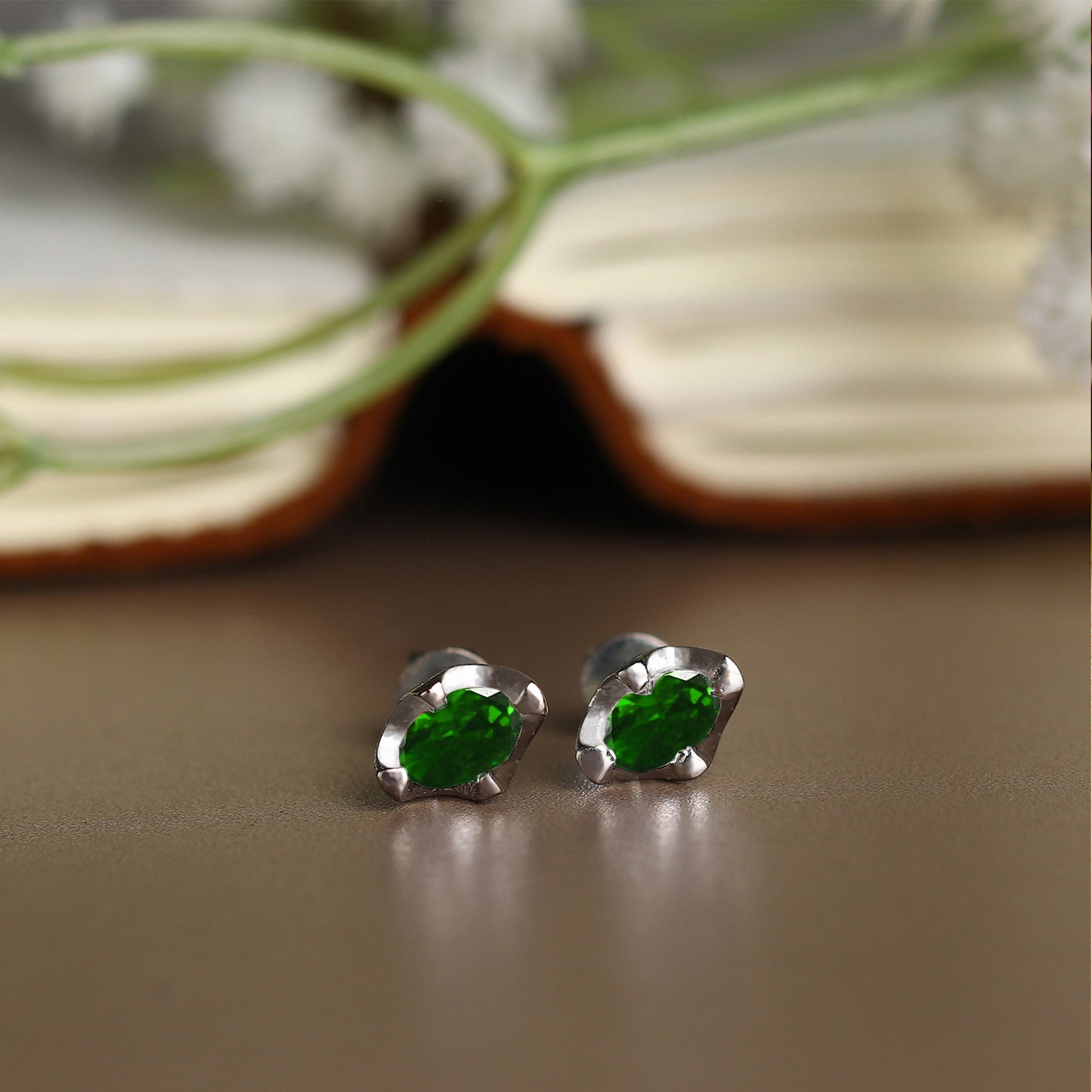 Pure Sterling Silver (92.5% purity)Precious, Beautiful and Designer Stud Earrings with cubic zirconia (AD) stones for Girls and Women
