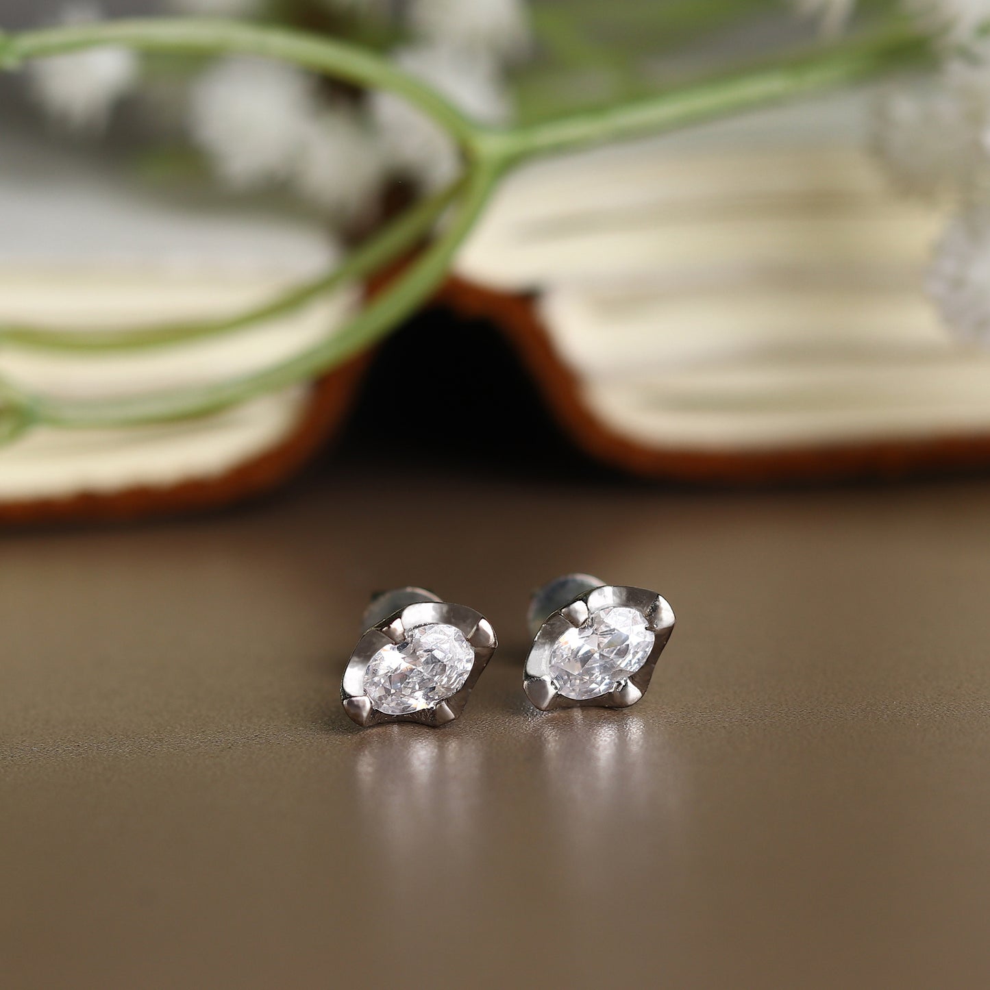 Pure Sterling Silver (92.5% purity)Precious, Beautiful and Designer Stud Earrings with cubic zirconia (AD) stones for Girls and Women