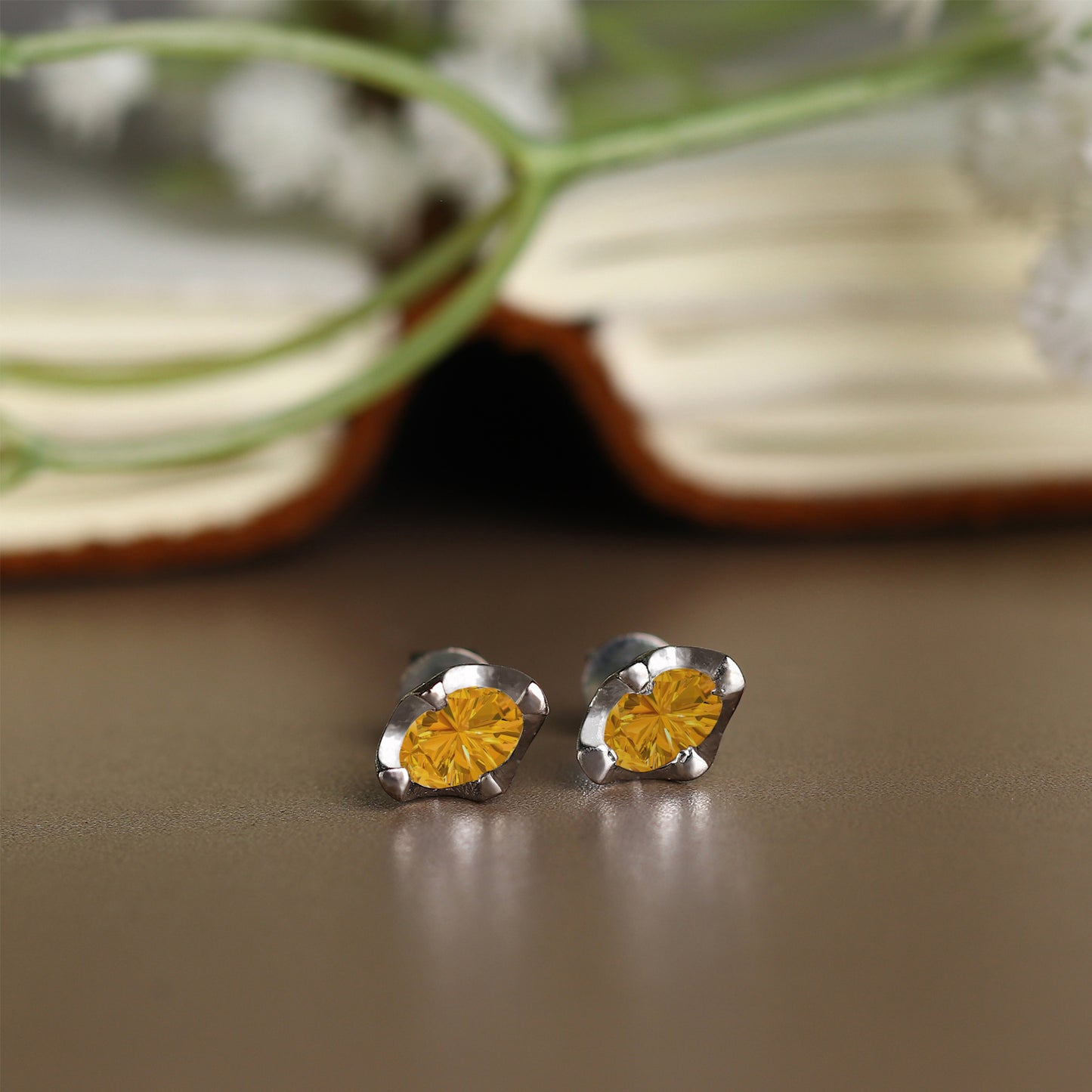 Pure Sterling Silver (92.5% purity)Precious, Beautiful and Designer Stud Earrings with cubic zirconia (AD) stones for Girls and Women