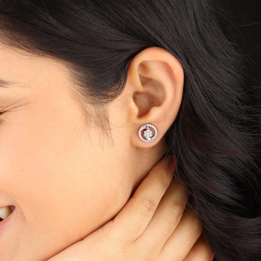 Silver Stud Earrings for Women by Akshat Sapphire 92.5 Silver Rhodium Plated S10104