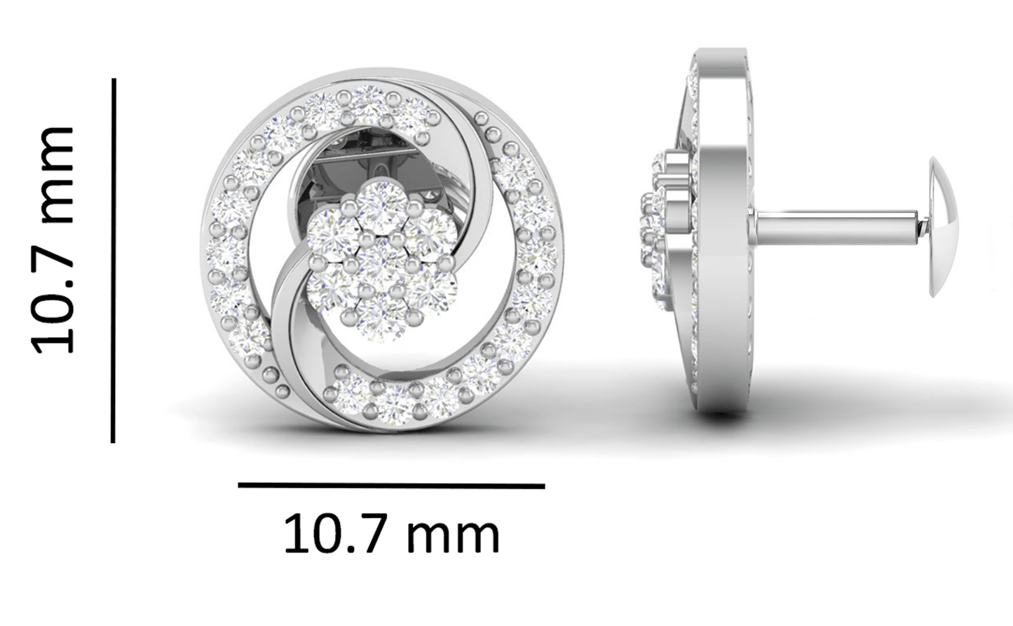 Pure Sterling Silver (92.5% purity)Precious, Beautiful and Designer Stud Earrings with cubic zirconia (AD) stones for Girls and Women