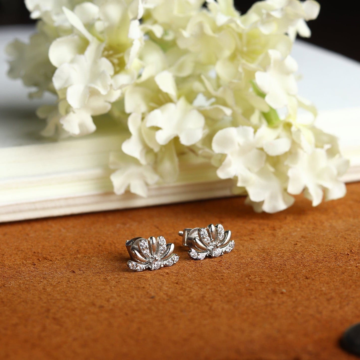 Pure Sterling Silver (92.5% purity)Precious, Beautiful and Designer Stud Earrings with cubic zirconia (AD) stones for Girls and Women