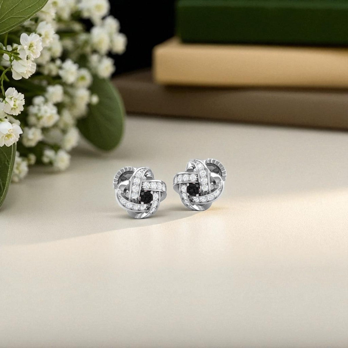 Pure Sterling Silver (92.5% purity)Precious, Beautiful and Designer Stud Earrings with cubic zirconia (AD) stones for Girls and Women