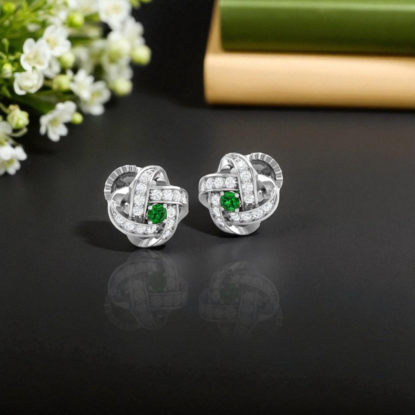 Pure Sterling Silver (92.5% purity)Precious, Beautiful and Designer Stud Earrings with cubic zirconia (AD) stones for Girls and Women